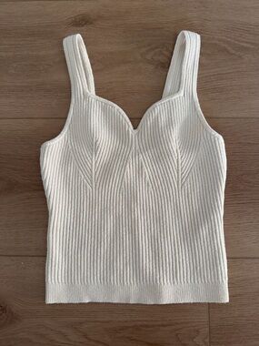 Abercrombie Cream Ribbed Knit Tank Top - Women